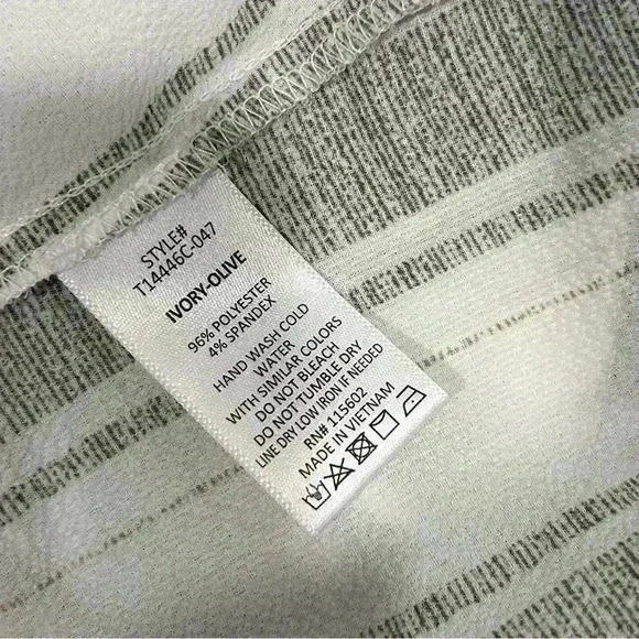 Lush Stitch Fix Krisantha Short Sleeve Tie Front Shirt Olive Striped Top Size M - Picture 3 of 6